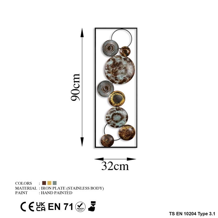 Wallity Textured - 4 Accesorio decorativo de pared de metal Multicolor